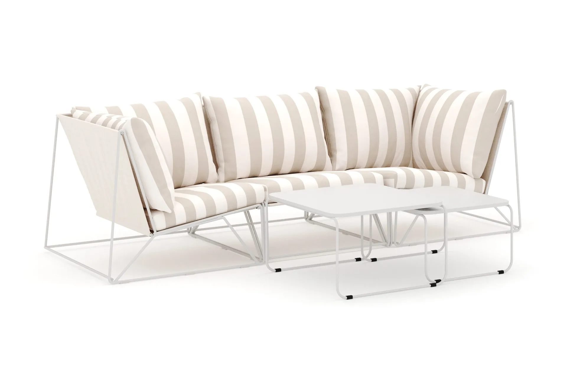 Usteryd ulkokäyttöön suora 3-istuttava sohva - Beige/Raidallinen