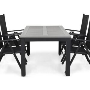 Ruokailuryhmä Monaco 152-210 + 4 Maggie Säätötuolia - Musta