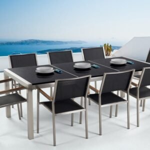Grosseto Puutarhakalusteryhmä Pöytä + 8 tuolia - Musta