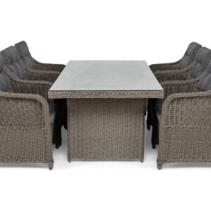 Ruokailuryhmä Marcus 200 + 6 Nojatuolia + pehmusteet - Harmaa