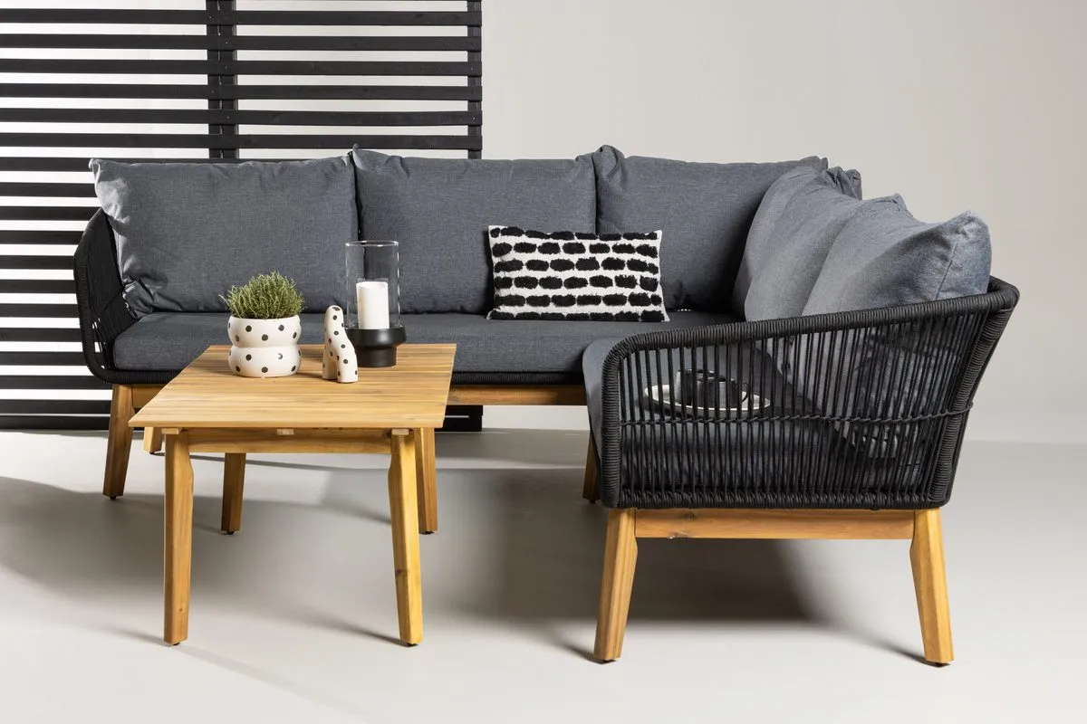 Chania kulmasohvaryhmä 4-istuttava ulkokäyttöön - Musta