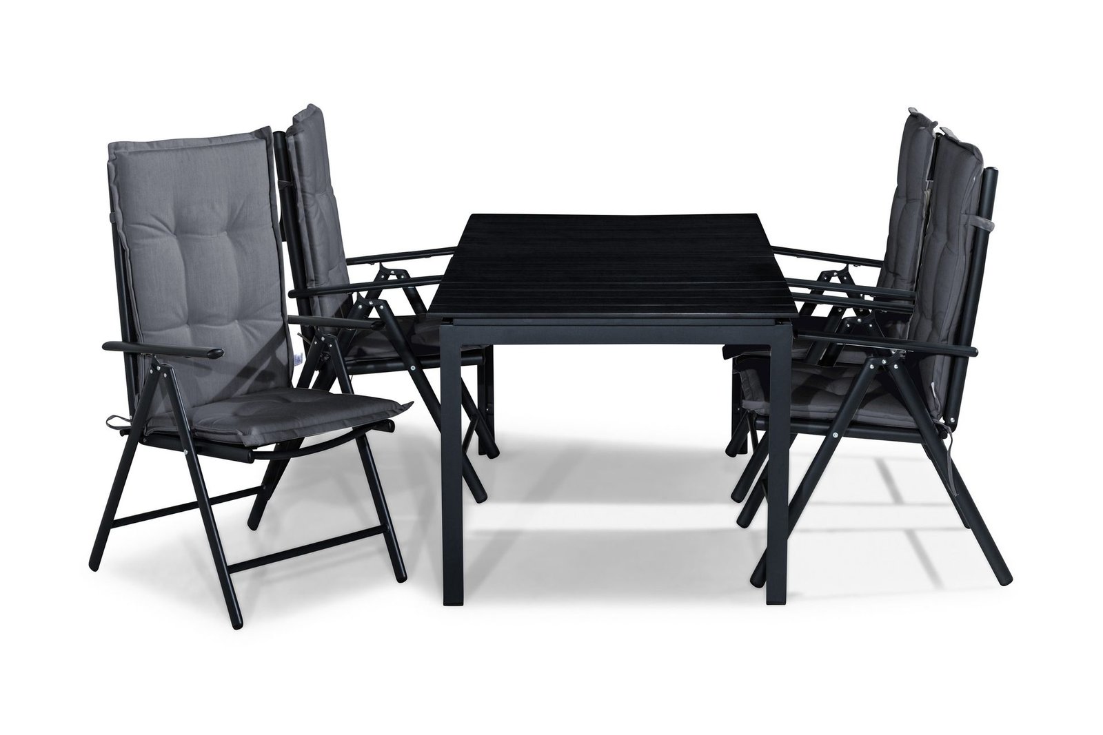 Ruokailuryhmä Tunis 152-210x90 4 Maggie säätötuolia Pehmuste - Musta/Harmaa