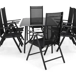 Ruokailuryhmä Primavera 150x90 cm 6 tuolia - Musta