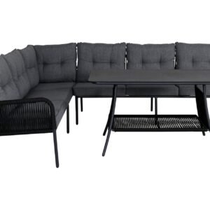 Berlin-kulmaoleskeluryhmä ulkokäyttöön musta/harmaa - Venture Home