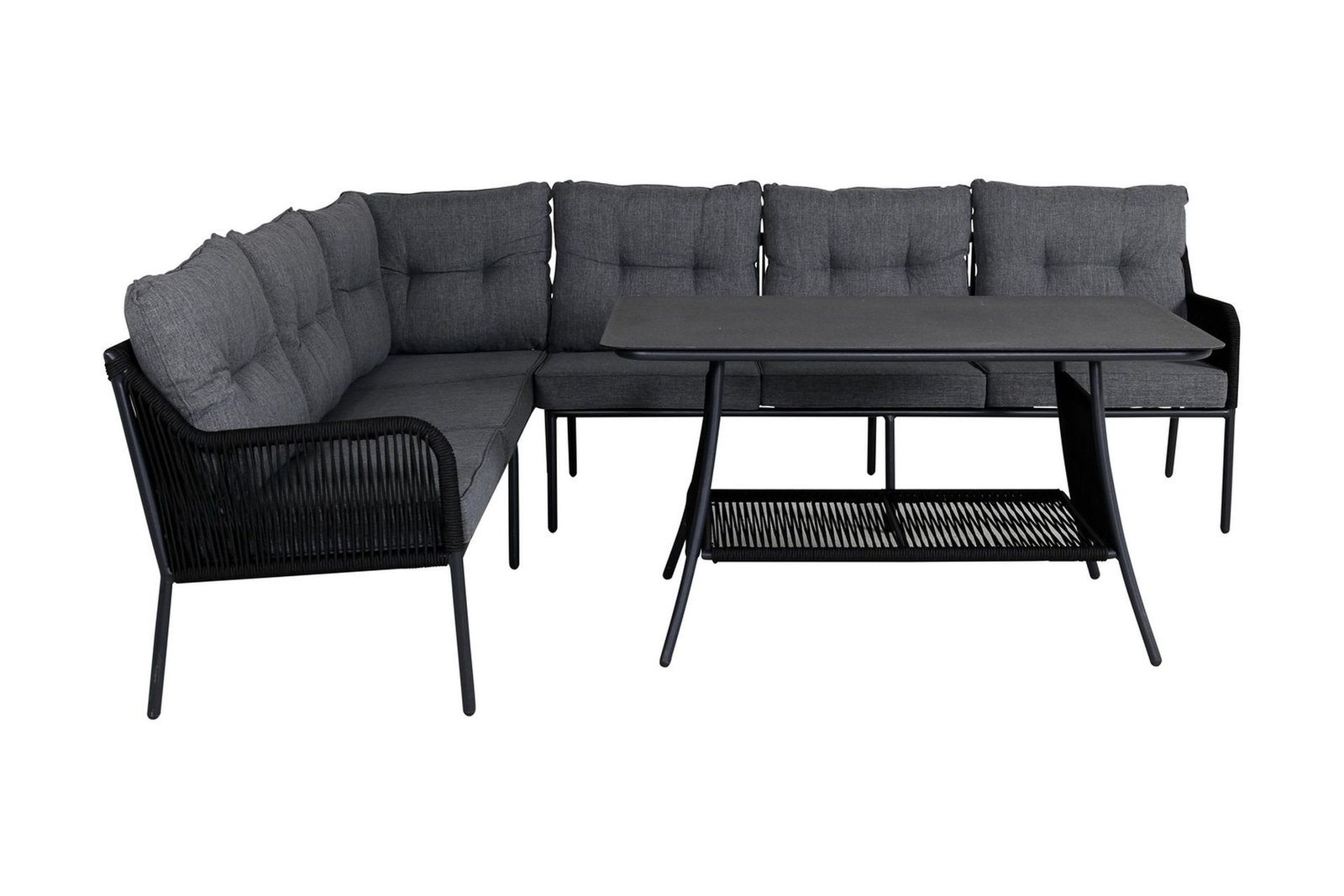 Berlin-kulmaoleskeluryhmä ulkokäyttöön musta/harmaa - Venture Home