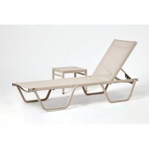 Aurinkotuoli ja sivupöytäsarja (2 osaa) Azoula Beige - Beige