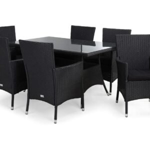 Ruokailuryhmä Thor 140 cm 6 Thor tuolia Pehmusteet - Musta