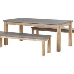 Puutarhakalustesarja Pöytä ja 2 penkkiä Harmaa OSTUNI - Harmaa
