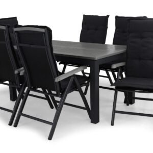 Ruokailuryhmä Monaco 152-210 6 Monaco tuolia Pehmuste - Musta/Musta/Harmaa