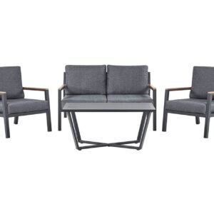 Puutarhakalustesetti 4-istuttava tummanharmaa DELIA - Musta