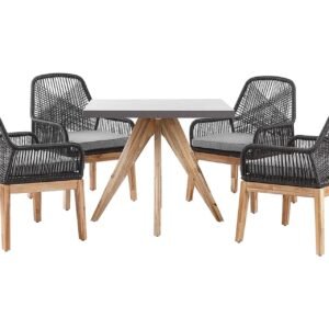 Puutarhasetti pöydällä ja 4 tuolilla Musta/Harmaa OLBIA - Harmaa