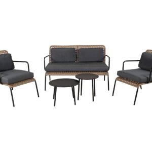 Paola-lounge-ryhmä ulkokäyttöön pehmusteilla - Musta