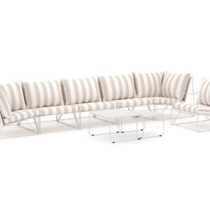 Usteryd ulkokäyttöön suora 6-istuttava sohva nojatuolilla - Beige/Raidallinen