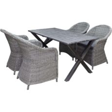 Puutarhakalustesetti 150 cm pöytä & 4 Belize harmaat tuolit Harmaa - Harmaa