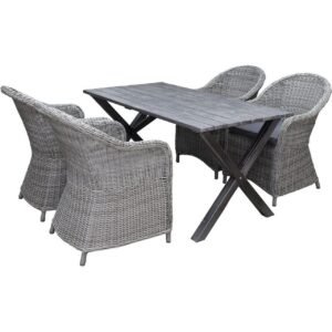 Puutarhakalustesetti 150 cm pöytä & 4 Belize harmaat tuolit Harmaa - Harmaa