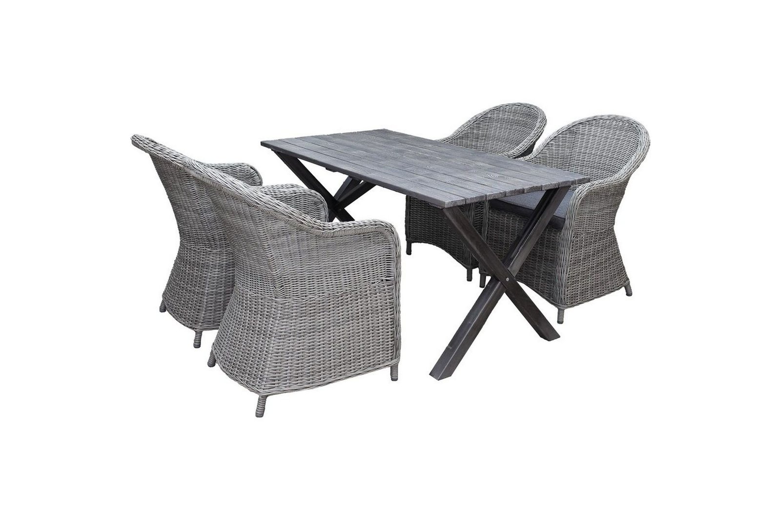 Puutarhakalustesetti 150 cm pöytä & 4 Belize harmaat tuolit Harmaa - Harmaa