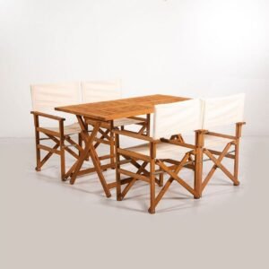 Puutarhapöytä ja tuolisetti (5 kappaletta) Rathore kermanvärinen - Kermanvalkoinen