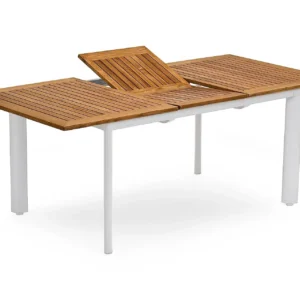 Pöytä Nydala 96x150/200 cm Valkoinen/Tiikki - Hillerstorp