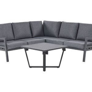 Puutarhakalustesetti 5-istuttava tummanharmaa VIZZINI - Musta