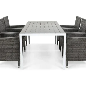 Ruokailuryhmä Tunis 205x90 cm 6 Thor Lyx tuolia - Valkoinen/Harmaa/Aintwood