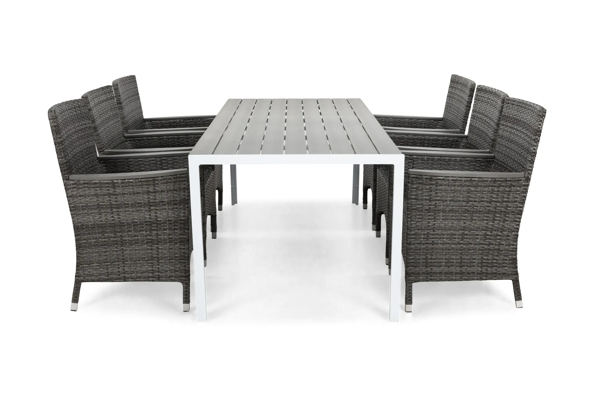 Ruokailuryhmä Tunis 205x90 cm 6 Thor Lyx tuolia - Valkoinen/Harmaa/Aintwood