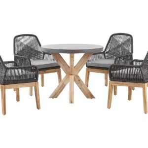 Puutarhasetti pyöreällä pöydällä ja 4 tuolilla OLBIA - Harmaa