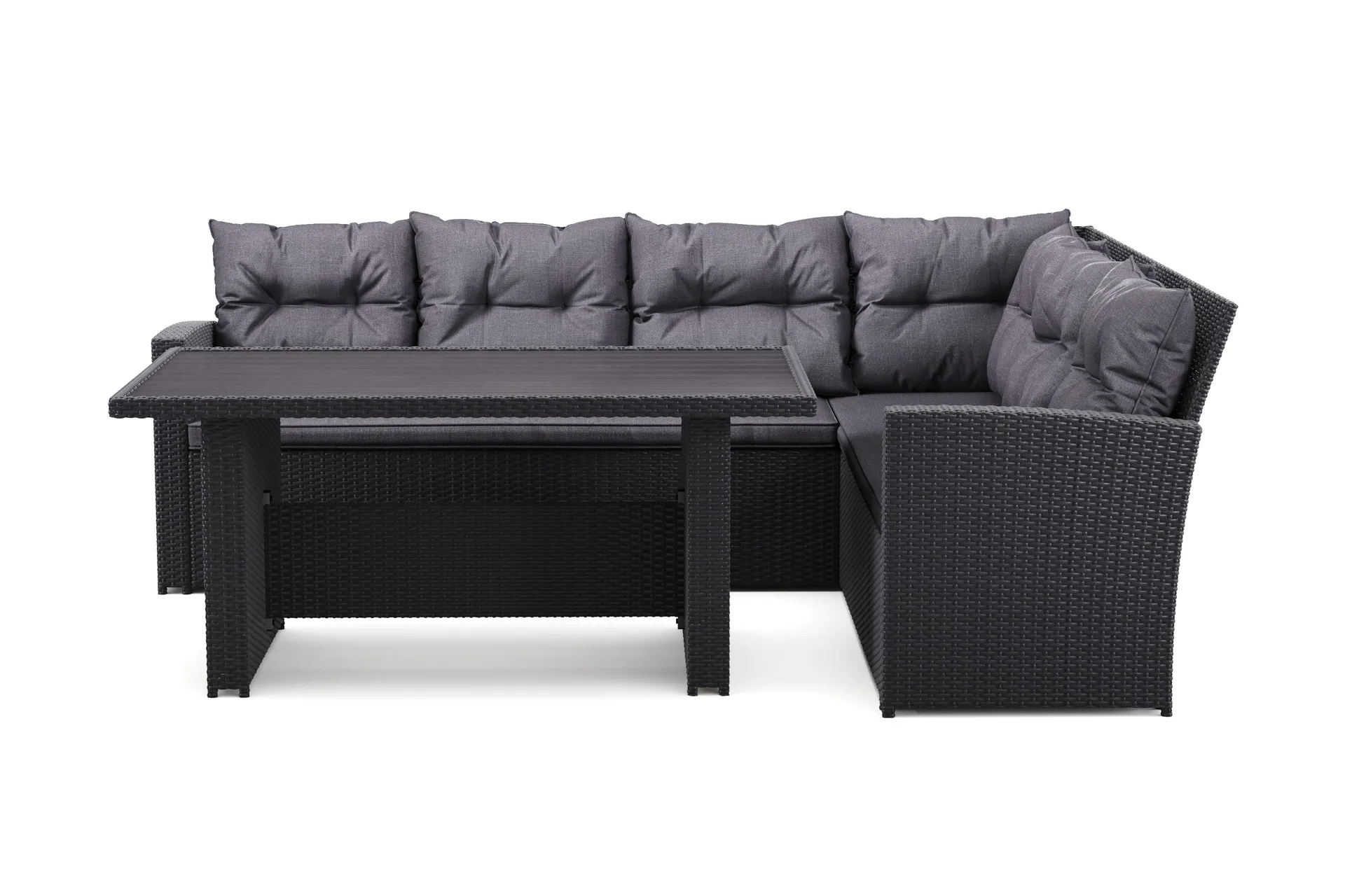 James ulkolounge-ryhmä – 5-istuttava polyrottinkinen sohveryhmä - Musta