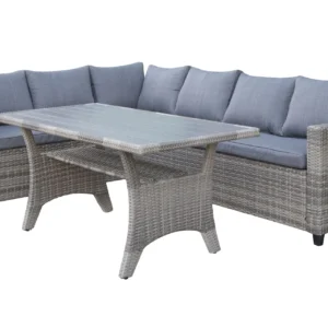 James Light Suuri L-muotoinen Käännettävä Ulkolounge-ryhmä Polyrottingista Säilytystilalla ja Harmailla Pehmusteilla - Harmaa