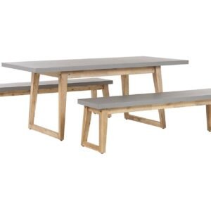 Puutarhakalustesetti Oria Pöytä + 2 penkkiä - Harmaa