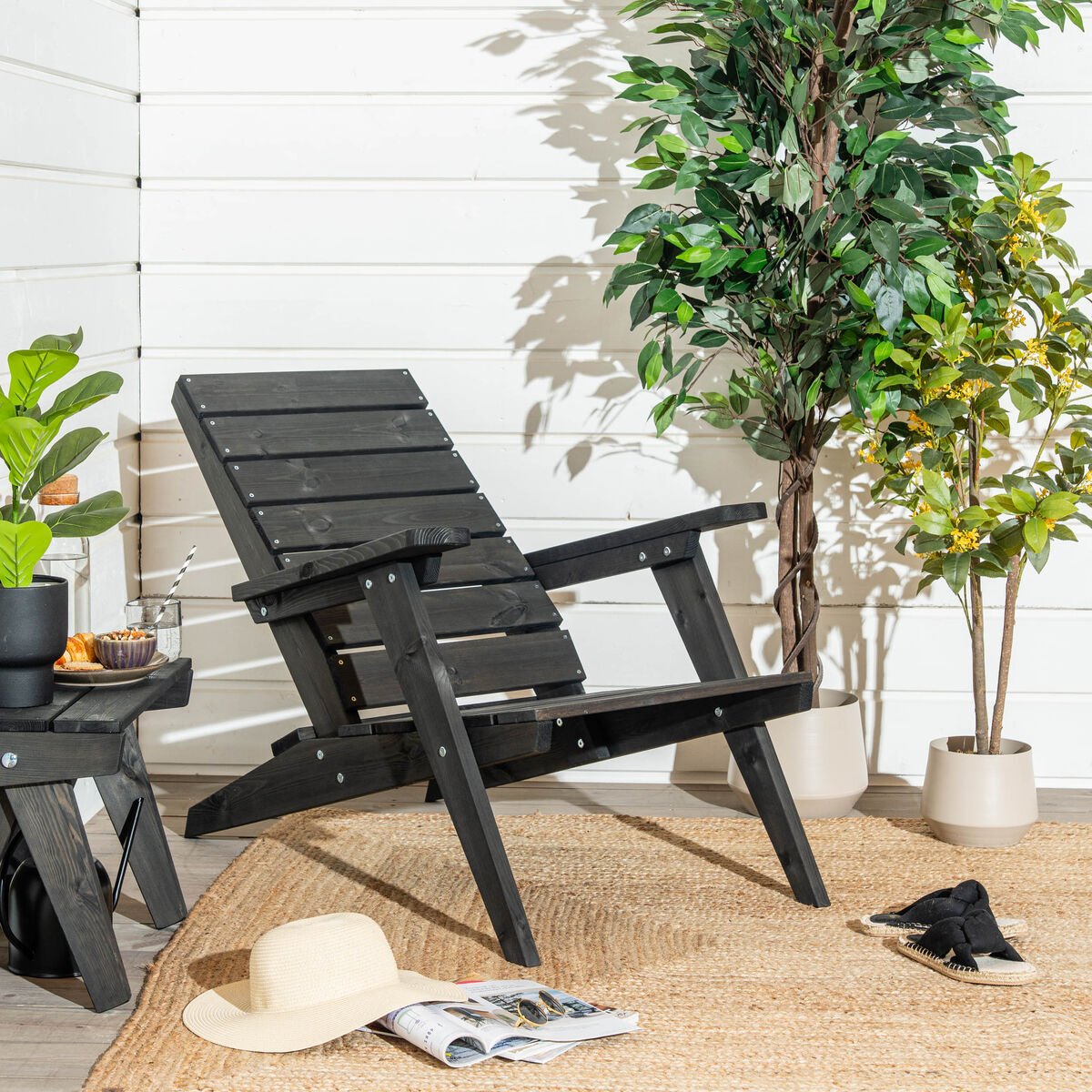 Ecofurn Granny relax nojatuoli musta mänty