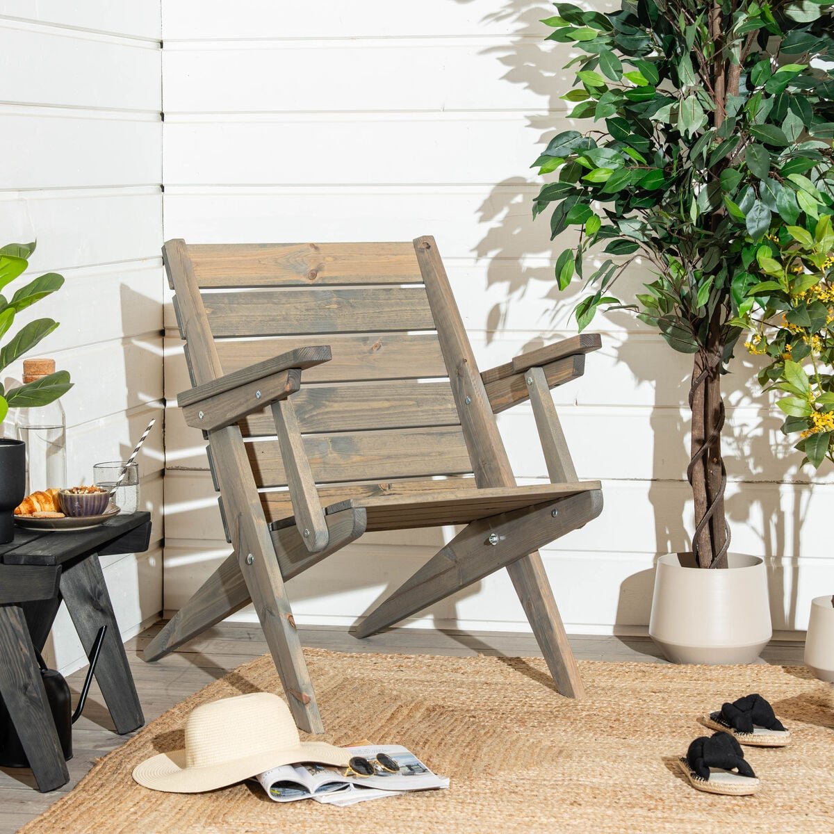 Ecofurn Granny nojatuoli käsinojilla harmaa mänty