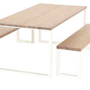 Honka 6-hengen terassiruokailuryhmä metallijaloilla antiikkipetsattu/valkoinen