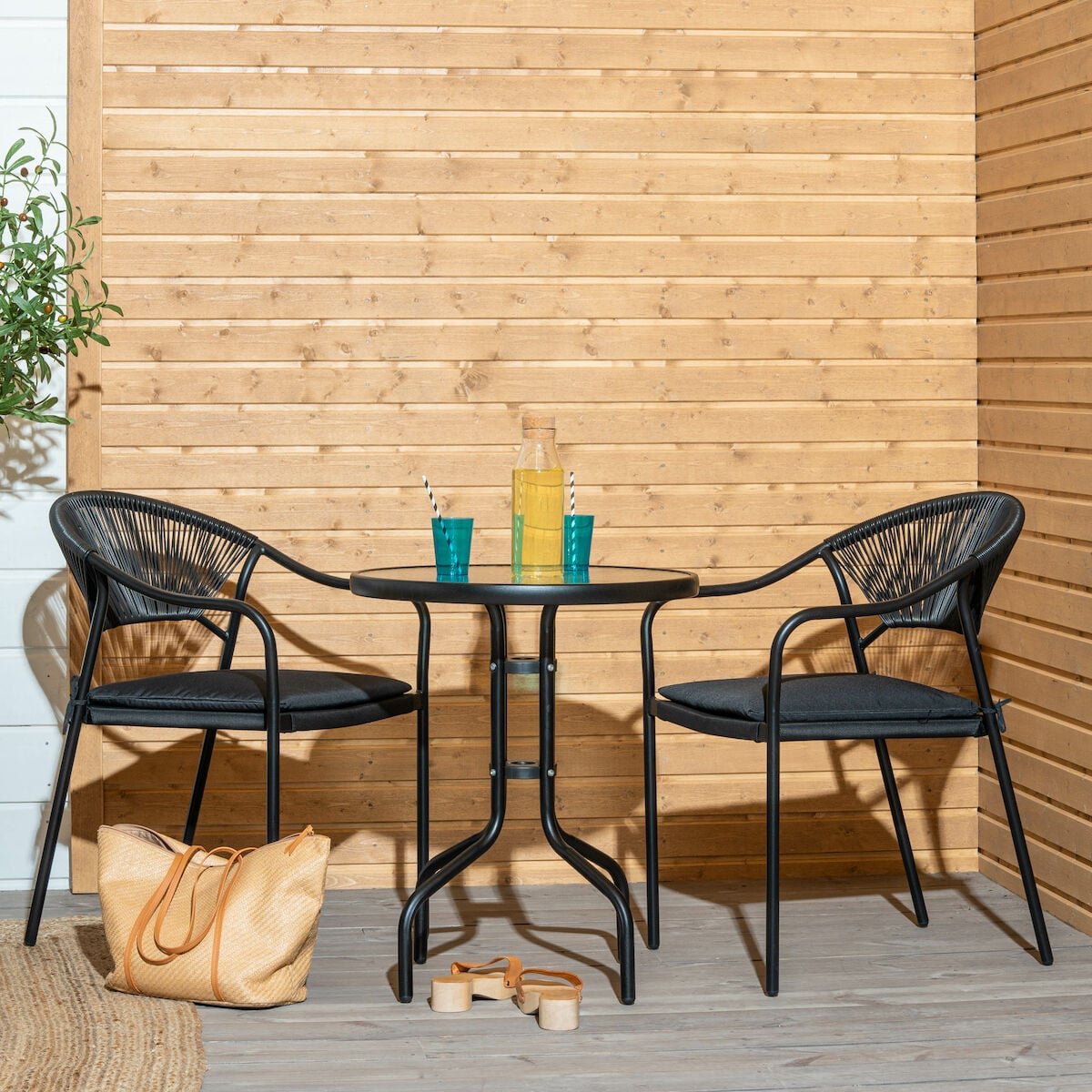 Maini parvekesetti musta/luonnonväri