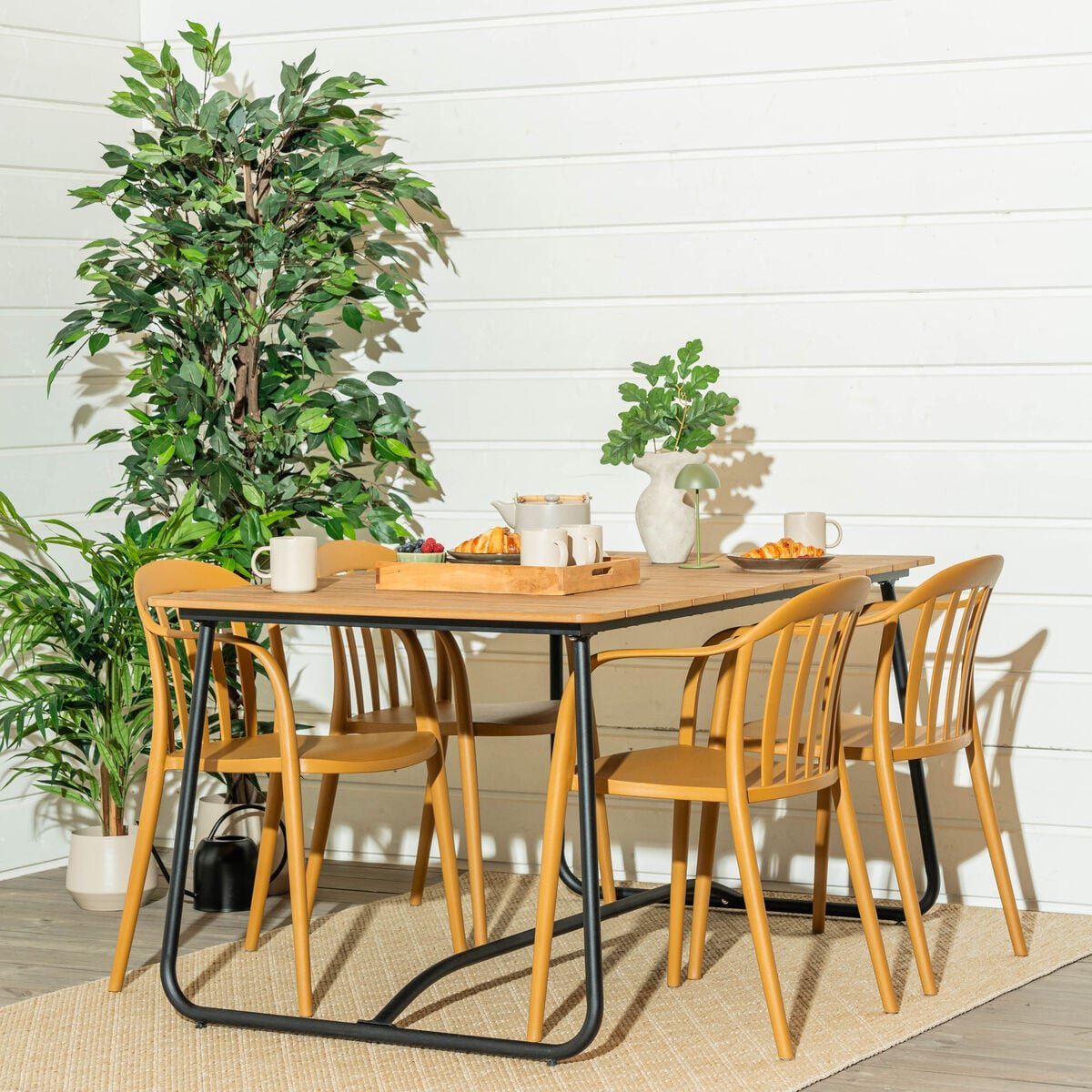 Silmu-Hanne 4-hengen ruokailuryhmä ruskea/okra