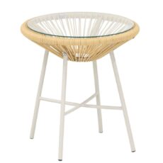 Mooda Cane pyöreä parvekepöytä Ø45 cm luonnonväri/greige