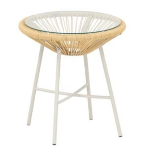 Mooda Cane pyöreä parvekepöytä Ø45 cm luonnonväri/greige