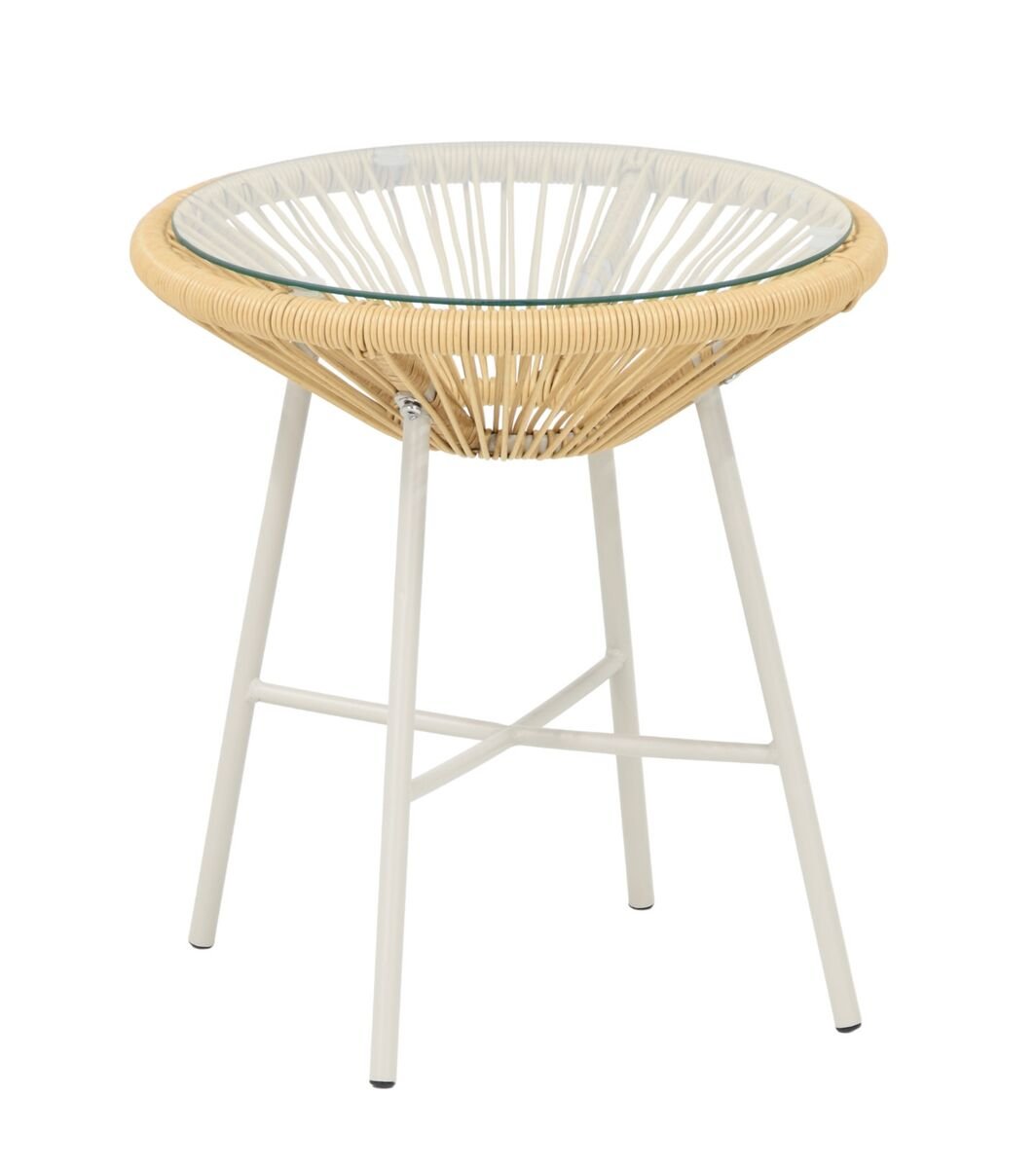 Mooda Cane pyöreä parvekepöytä Ø45 cm luonnonväri/greige