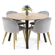 Palma pyöreä ruokapöytä Ø115 cm antiikkipetsattu/musta