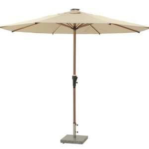 Premium aurinkovarjo 300 cm beige/ tiikki led valoilla