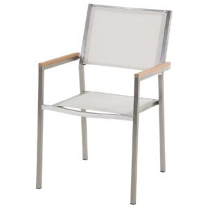 Bacoli Käsinojatuoli - Valkoinen/Hopea/Ruskea