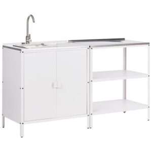 2-osainen ulkokeittiö pesualtaalla, 2 ovea Vilama - Valkoinen, Hopea