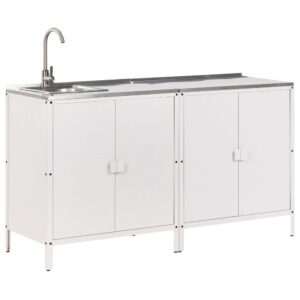 2-osainen ulkokeittiö pesualtaalla, 4 ovea Vilama - Valkoinen, Hopea