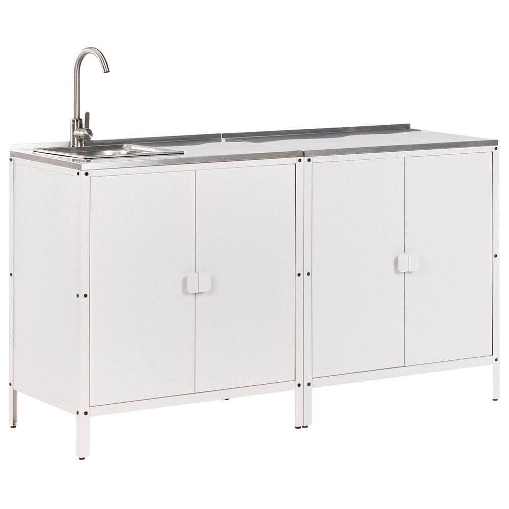 2-osainen ulkokeittiö pesualtaalla, 4 ovea Vilama - Valkoinen, Hopea