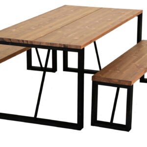 Honka 6-hengen terassiruokailuryhmä antiikkipetsattu/musta puujaloilla