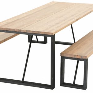 Honka 8-hengen terassiruokailuryhmä antiikkipetsattu/musta puujaloilla