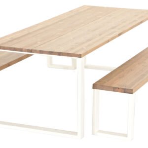 Honka 8-hengen terassiruokailuryhmä antiikkipetsattu/valkoinen metallijaloilla