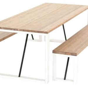 Honka 8-hengen terassiruokailuryhmä antiikkipetsattu/valkoinen puujaloilla