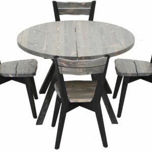 Lana 4-hengen terassiruokailuryhmä pyöreä savunharmaa/musta