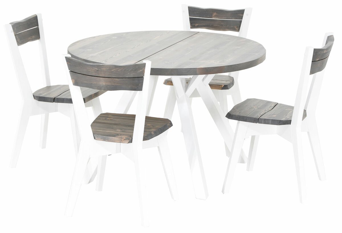 Lana 4-hengen terassiruokailuryhmä pyöreä savunharmaa/valkoinen