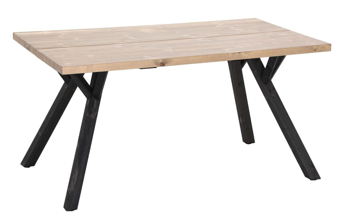 Lana terassilankkupöytä suoralla reunalla 150x90 cm antiikkipetsattu/musta